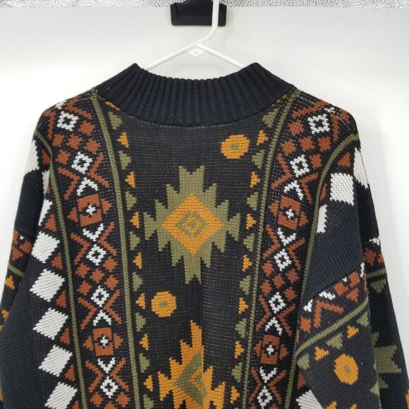 Vintage Clifton Place Aztec Southwestern Grandpa Sweater Unisex Boho Western 90s - Picture 8 of 9